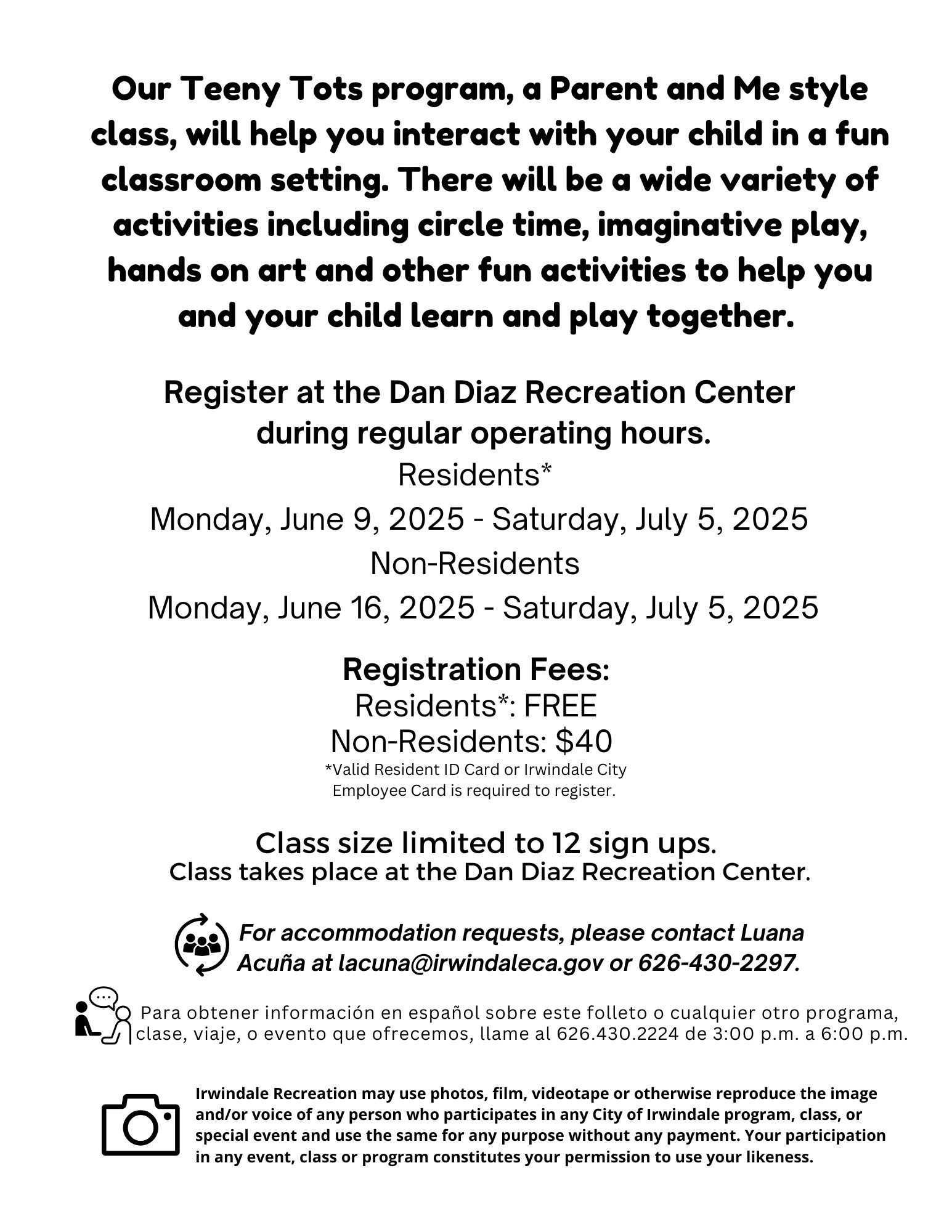 Summer Teeny Tots 2025 Back