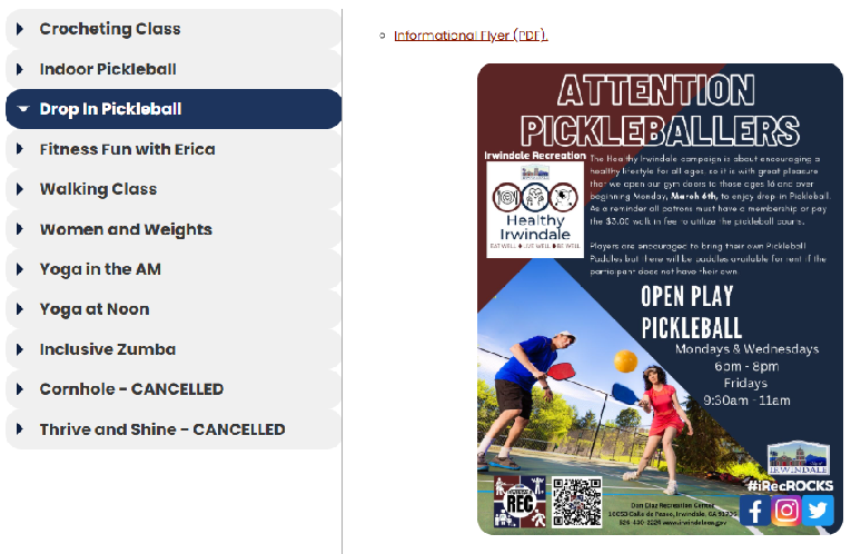 Recreation Adult Classes and Programs